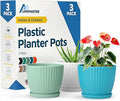 Multicolor 6-Inch Plant Pots with Drainage & Saucers 3 Pack, Indoor & Outdoor Planters for Houseplants, Herbs, and Flowers, Durable & Weatherproof Material, Stackable, Lightweight, Minimalist Design