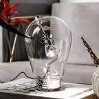 Bofea-Modern Glass Table Lamp,Desk Lamp for Home Office,Globe Nightstand Lamps with Clear Glass Shade,Touch Control Reading Light Creative Swing Arm Lamp for Living Room Study Room Decorative