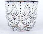 VanEnjoy 5.9 inch Round Bohemian Style Ceramic Planter, Geometry Engrave Off White Brown Succulent Planter Flower Pot, Indoor Outdoor Decorative Planter