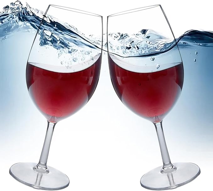 MICHLEY Floating Wine Glasses for Pool 21.5 OZ Unbreakable Tritan Plastic Red Wine Glasses with Stem Ideal for Beach Bar Camping Dishwasher Safe, Set of 4
