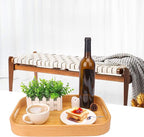 2 Pack Bamboo Serving Trays with Handles, Rectangular Bamboo Trays for Serving Food, Tea, or Dining in Bed