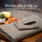 GILDEN TREE Waffle Towel Set Quick Dry Thin | 2 Bath Towels | 2 Hand Towels | 2 Washcloths, Classic Style (Stone)