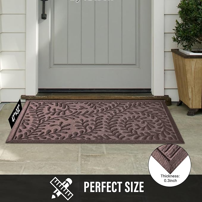 Front Door Mat, Absorbent Dirt Trapping Welcome Door Mat Indoor Outdoor, Non Slip Entry Mat, Indoor Outdoor Door Mats, Fade Resistant, Low Profile Doormat for Entryway, 47×32, Coffee