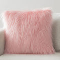 Phantoscope Faux Fur Solid Decorative Pillow Cover Fluffy Throw Pillow Mongolian Luxury Fuzzy Pillow Case Cushion Cover for Bedroom and Couch, Pink 20 x 20 Inches, Pack of 1