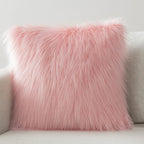 Phantoscope Faux Fur Solid Decorative Pillow Cover Fluffy Throw Pillow Mongolian Luxury Fuzzy Pillow Case Cushion Cover for Bedroom and Couch, Pink 20 x 20 Inches, Pack of 1
