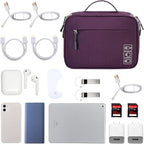MIRLEWAIY Electronic Organizer Accessory Tech Pouch Water-resistent Travel Cable Storage Bag for Charger, Cables, Power Bank, Hard Drive, Cords, USB, SD Card, Purple