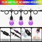 96FT Outdoor String Lights, 30 Shatterproof Edison Bulbs, Dimmable Color Changing RGB LED Patio Lights with 2 Remote Controllers. Perfect for Backyard Decorative Lighting