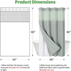 Stall No Hooks Needed Linen Textured Shower Curtain with Snap-in Fabric Liner Set,Hotel Luxury Decor Farmhouse Shower Curtains for Bathroom,Waterproof & Washable,54Wx80H,Sage Green
