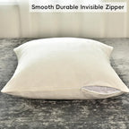 PHF Super Soft Velvet Euro Sham, 26"x 26",No Insert, 2 Pack Color Gradient Euro Pillow Covers, Ultra Cozy European Pillow Covers for Luxurious Home Decorative, No Shedding, No Pilling, Cream