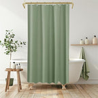 Boho Shower Curtain Set, Waterproof Fabric Shower Curtains, Luxury Hotel Style, Waffle Texture, Heavy Duty, Extra Long Bath Curtain, No Hook, Bathroom Decor, 72x36 Inch, SageGreen