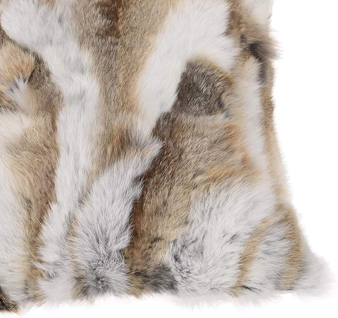 Luxury Rabbit Hide Skin Fur Pillowcases Cushion Cover Soft Throw Cases for Bedroom Cushion Cover (Yellow, 45×45cm（18in×18in）)
