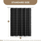 downluxe Linen Texture 3 in 1 Farmhouse Shower Curtain Set with Tassel, Boho Fabric Shower Curtains for Bathroom, Black, 60W x 72L
