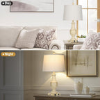 Farmhouse Vintage 3-Way Dimmable Table Lamp Set of 2 with USB A+C Charging Ports & AC Outlet, Rustic Mid Century Antique Traditional Bedside Lamps for Living Room Bedrooms Nightstand End Table White