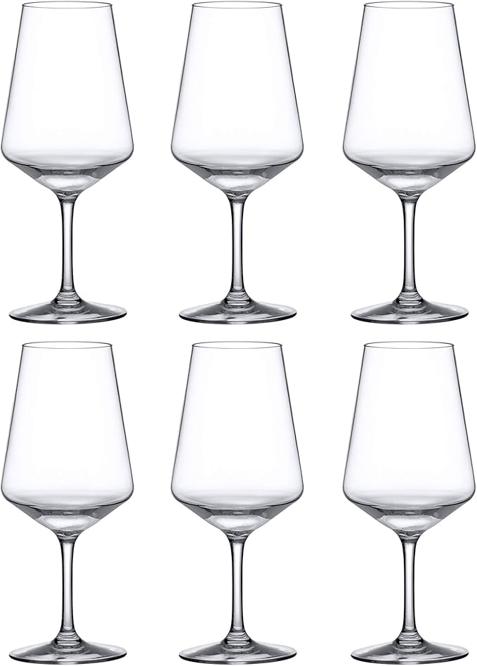 Amazing Abby - Sherry - 20-Ounce Unbreakable Tritan Wine Glasses (Set of 6), Plastic White Wine Glasses, Reusable, BPA-Free, Dishwasher-Safe, Perfect for Poolside, Outdoors, Camping, and More