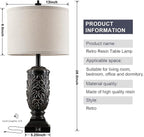 28.5” Vintage Farmhouse USB A+C Table Lamps Set of 2 for Living Room Bedroom Tall Rustic Bedside Nightstand Lamp Retro Traditional End Table Lamps for Entryway Home Office Decor Antique Black Accent