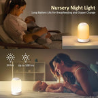 Bedside Touch Night Light, Baby Nursery Nightlight for Kids Adults, Egg Light with Timer, Dimmable Small Cordless Table Lamp for Nightstand/Bedroom/Children's Room, USB Rechargeable, White/Warm/Amber