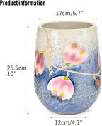 Sungmor 10.6 Inch Ceramic Succulent Plant Pot with Drainage Hole, Hand Painted Flower Pots for Plants, Unique Texture Decorative Planter for Indoor and Outdoor, Pottery Vase for Home Office Decor