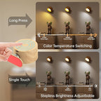 Remote LED Wall Sconce - Rechargeable Cordless Wall Light, 3 Colors & 3 Brightness Levels, 360째 Magnetic Rotating Head, Bedside Reading Lamp, Easy Install Battery Operated Lamp Wood Pack of 2
