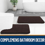 OLANLY Bathroom Rugs 70x24, Extra Soft Absorbent Chenille Bath Rugs, Rubber Backing Quick Dry, Machine Washable Bath Mats for Bathroom Floor, Tub and Shower, Home Decor Accessories, Brown