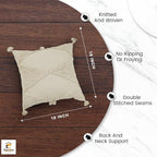 GRUHUM Throw Pillow Covers 18x18-Set of 2 Boho Decorative Handwoven Fancy Tufted Cushion Case for Living Room Bedroom Sofa Couch Farmhouse Car Home Decor Cotton Comfy Square Modern 18x18 inch,Cream
