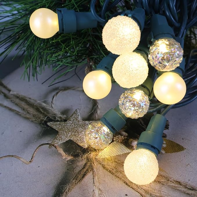 GlowVibe Globe String Lights Christmas Lights, Warm White Berry Glass Bulbs, 19FT 70 Count Connectable Indoor Outdoor LED String Light for Xmas Tree Garland Patio Holiday Party Wedding Decor