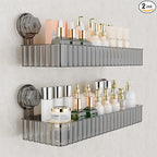Shower Caddy Suction Cup Bathroom Shower Organizer for Bathroom Storage Home Decor & Kitchen No Drilling Large Capacity Removable and Reusable Shower Shelves for Inside. (black, square)