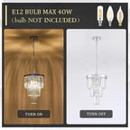 Modern Chrome Crystal Pendant Light, 3 Tiers K9 Crystal Chandelier Mini Ceiling Pendant Light Fixture for Kitchen Island Dining Room Hallway Bedroom Closet
