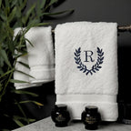 Decorative and Monogrammed Hand Towels for Bathroom Kitchen Makeup | Personalized Gift for Wedding-Bridal | Roman Font Custom Luxury Turkish Towel | Spa Collection, Oversized, 16 X 30 Inch, Set of 2
