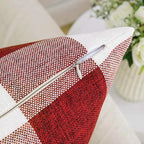 MIULEE Pack of 2 Christmas Classic Farmhouse Buffalo Check Plaids Polyester Linen Soft Solid White and Red Decorative Porch Throw Pillow Covers Home Decor Cushion Case for Sofa Bedroom 22 x 22 Inch