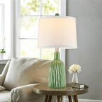 GRUENLICH Ceramic Table Lamp Set of 2 for Nightstand, 22.5" Modern Green Bedside Lamp with 3 Adjustable Color Temperature, Bedroom Lamp for Living Room Desk End Table Office (2 LED Bulbs Included)
