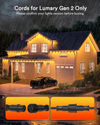 Lumary Extension Cords for Permanent Outdoor Lights Gen 2 Only, Not Work with Pro and Max Version, Black 12Ft