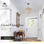 3 Pack Crystal Pendant Light for Kitchen Island, Mini Gold Modern Crystal Light Fixture Luxury for Dining Room, K9 Ceiling Pendant Light 3 Tiers for Hallway Bedroom Closet