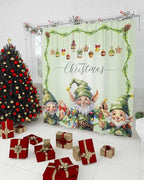 Vandarllin Merry Christmas Shower Curtain, Green Christmas Gnome Elf Shower Curtains Set with Hooks, Xmas Balls Waterproof Fabric Bathroom Curtains Decor Home Accessories,Stall 36 X 72 Inch