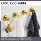 APLusee Round Robe Towel Hook 4 Pack Brushed Gold, 304 Stainless Steel Coat Utility Hook Bathroom Wall Mount