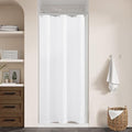 White Linen Stall Shower Curtain for Bathroom Stall Narrow Shower Curtain 36x72 Inch Boho Farmhouse Cotton Cloth Curtains Water Repellent Small with Hooks 36 x 72 Inches