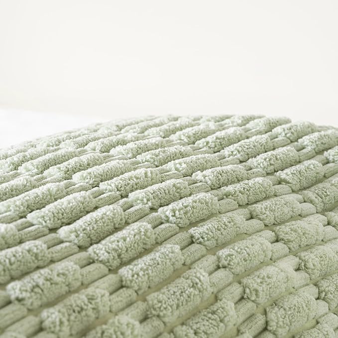 Fancy Homi Sage Green Long Lumbar Decorative Throw Pillow Covers 14x36 Inch for Bed Couch Bedroom, Soft Corduroy Rectangle Solid Cushion Case 35x91 cm, Rustic Farmhouse Boho Room Décor