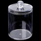 AXX Qtip Dispenser Apothecary Jars Bathroom - Qtip Holder Storage Canister Clear Plastic Jar for Cotton Swab,Q-Tips,Cotton Rounds (Clear 4Pcs)