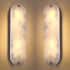 2 Pack 4 Light Oval 20" Alabaster Marble Bathroom Wall Sconce Modern Concise Style Wall Light Fixture,Dark Gray Finish for Bedroom Hallway Bedside