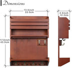 Key Holder, Wall Mounted Mail Organizer, Keys Holder on Wall with 9 Key Hooks, Auburn
