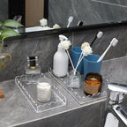 2 Pack Acrylic Bathroom Vanity Tray 7.9" and 9.6", Soap Dispenser Decorative Scalloped Tray for Bathroom Kitchen Living Room Decor Vanity Perfume