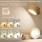 LED Wall Sconce, Wall Mounted Lamp with Rechargeable Battery Operated USB Port 3 Color Temperature & 3 Brightness Level 360°Rotate Magnetic Ball, Cordless Light for Reading Bedside-Wood