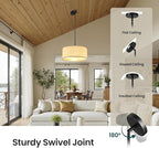 16'' Modern Chandelier, 3-Light Drum Chandelier with Classic Fabric Linen Shade, Farmhouse Adjustable Pendant Light Fixture for Dining Room, Bedroom, and Kitchen