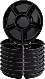 Plasticpro 6 Sectional Round Plastic Serving Tray/Platter (8, Black)