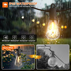 Kawaya 240FT String Lights for Outdoor Patio Waterproof LED Outside Lighting Commercial Grade 120+4 Bulbs Shatterproof Vintage String Lights for Outside Yard Balcony Bistro Porch Gazebo (120FTx2)