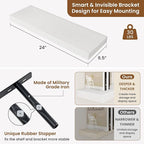 fuqing Floating Shelves for Wall, Wall Mounted Wood Floating Shelf with Invisible Brackets for Living Room, Bathroom, Bedroom, Kitchen Storage and Decor, 24 Inch Set of 2, White