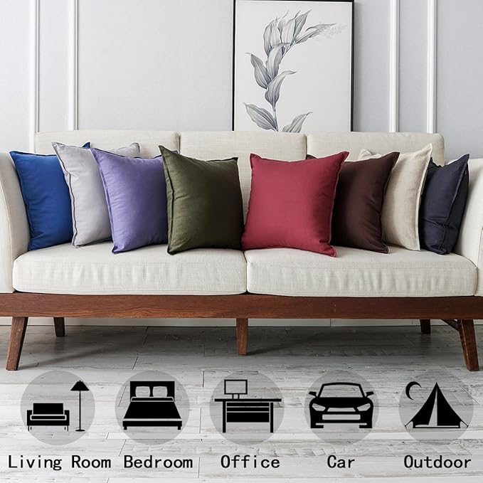Jeanerlor 26"x26" Decorative Cotton Linen Couch Throw Pillow Case Yellow for Sofa Durable Classy, Comfortable Cushion Cover for Play Room/Coffee Shop, (65 x 65cm), Light Linen