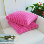 JOJUSIS Pack of 2 Faux Fur Plush Decorative Throw Pillow Covers Couch Cushion Case Soft Pillowcases (Hot Pink, 16 x 16-Inch)