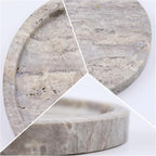 Natural Marble Tray, Oval Vanity Decorative Tray for Bathroom Counter, Countertop Stone Organizer, Catchall Tray for Kitchen, Perfume, Candles, Jewelry Dish Decorative Tray