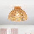 Boho Light Fixtures Ceiling Rattan Lights Boho Chandelier Flush Mount Ceiling Light Wooden Canopy Woven Lamp Shade Small Chandelier for Hallway Foyer Entrance Bedroom Kitchen Nursery Lighting Fixture