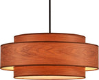 Farmhouse 23.6" Large Drum Wooden Chandelier Vintage 6-Lights Chandelier with Wooden Finish Linen Shade Modern Retro Drum Chandeliers for Dining Room, Kitchen Island, Living Room, Bedroom